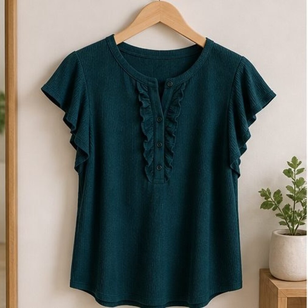 Teal Smocked Top
